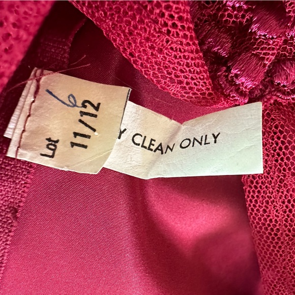 Vintage Burgundy 1980s Nylon and Lace Long Dress with Matching Shrug Jacket - Picture 12 of 15